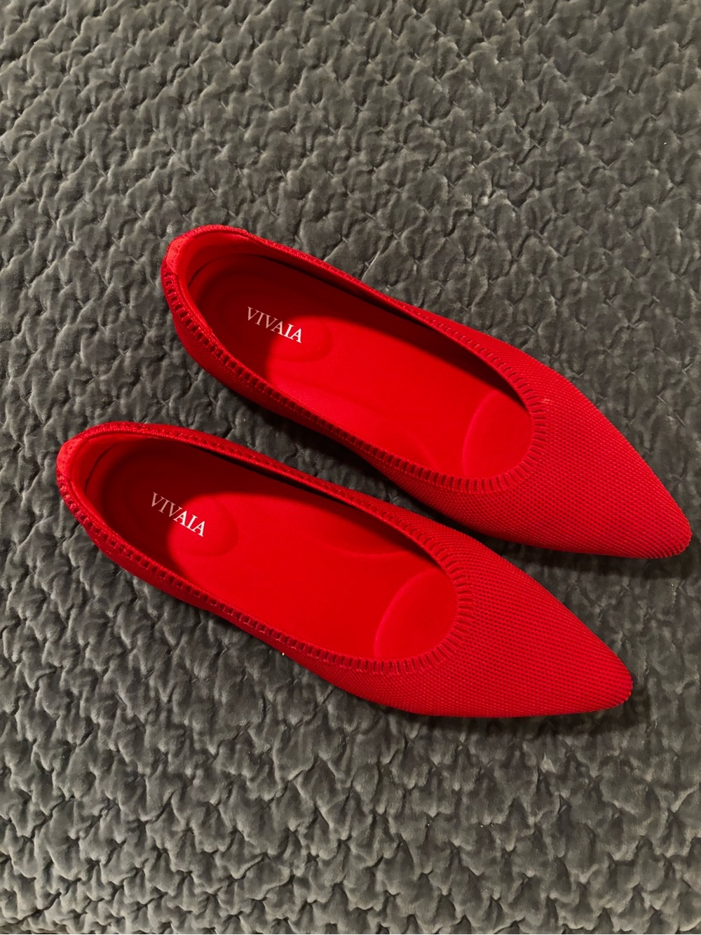 VIVAIA Pointed-Toe Ballet Flats, Ruby Red, Size 8 - NWT, Aria 5°, Office Siren